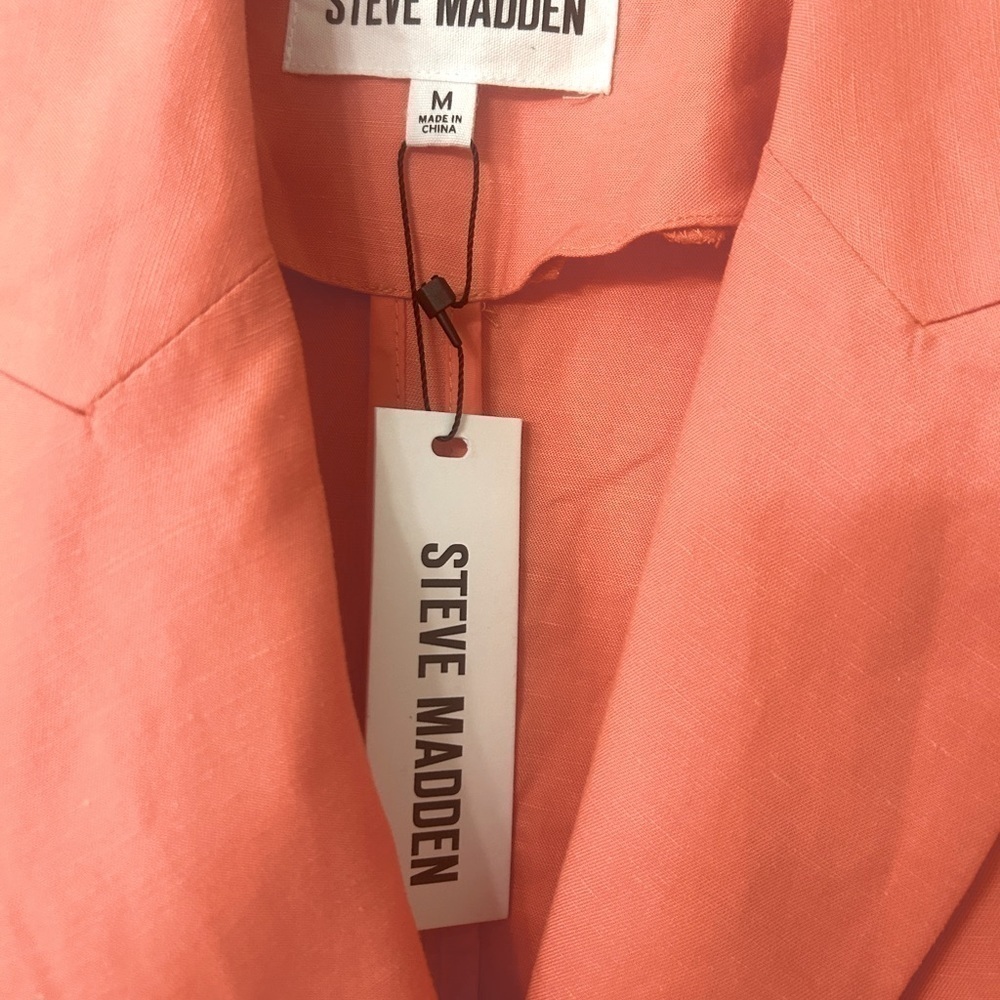 STEVE MADDEN NWT Baldwin Double Breasted Linen Blend Blazer in Spring Rose M… - Picture 6 of 9